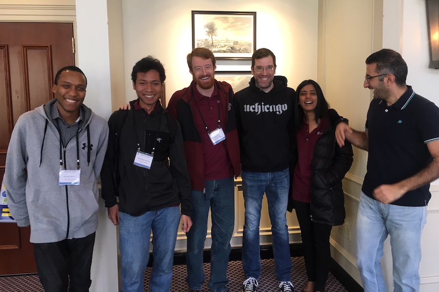 Hoffmann (fourth from left) poses with his students at ASLPLOS 2018.