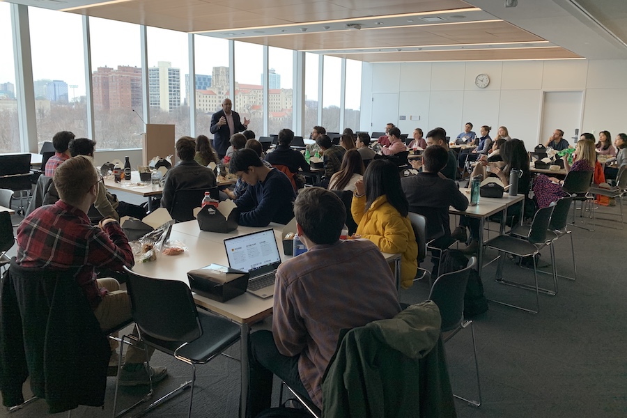 Former Mayor of Philadelphia Michael A. Nutter addresses CAPP students on cities, technology, and policy in January 2020 (from @UChicagoCAPP Twitter account).